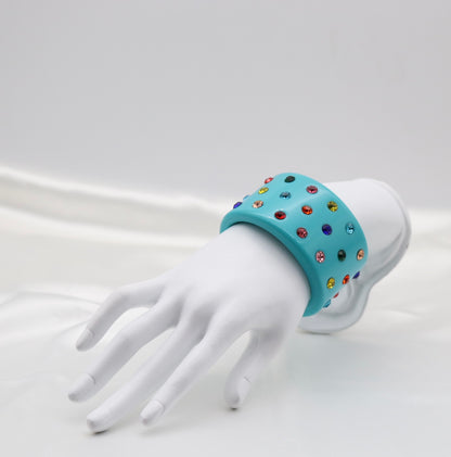 Turquoise Multicolor Crystal Acrylic Cuff Bracelet