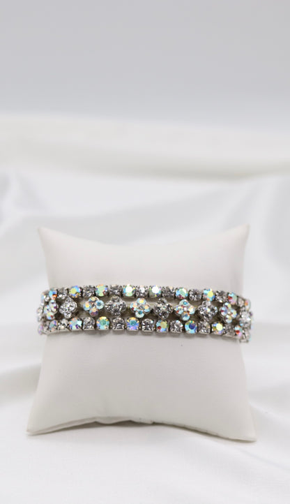 Silver Aurora Crystal Flower Bracelet