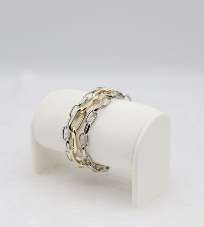 Chunky Two-Tone Chain Link Bracelet in Gold and Silver