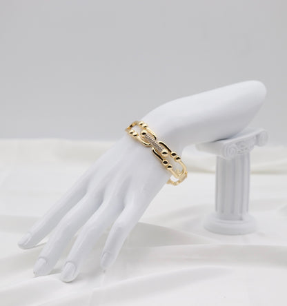 Gold Pavé Beaded Link Bracelet – Modern Luxe Statement