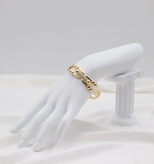 Gold Pavé Beaded Link Bracelet – Modern Luxe Statement