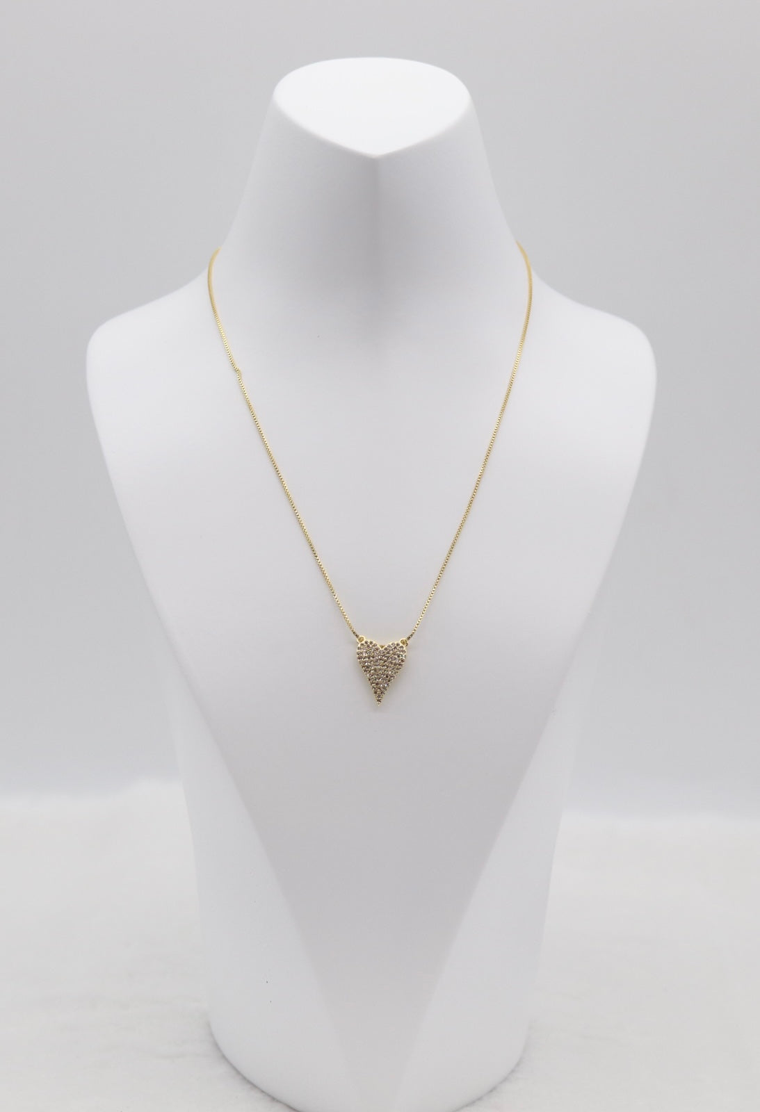 Gold Heart Pendant Necklace – Pave Crystal Design