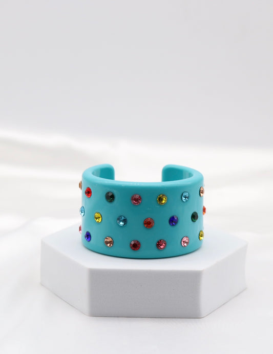 Turquoise Multicolor Crystal Acrylic Cuff Bracelet