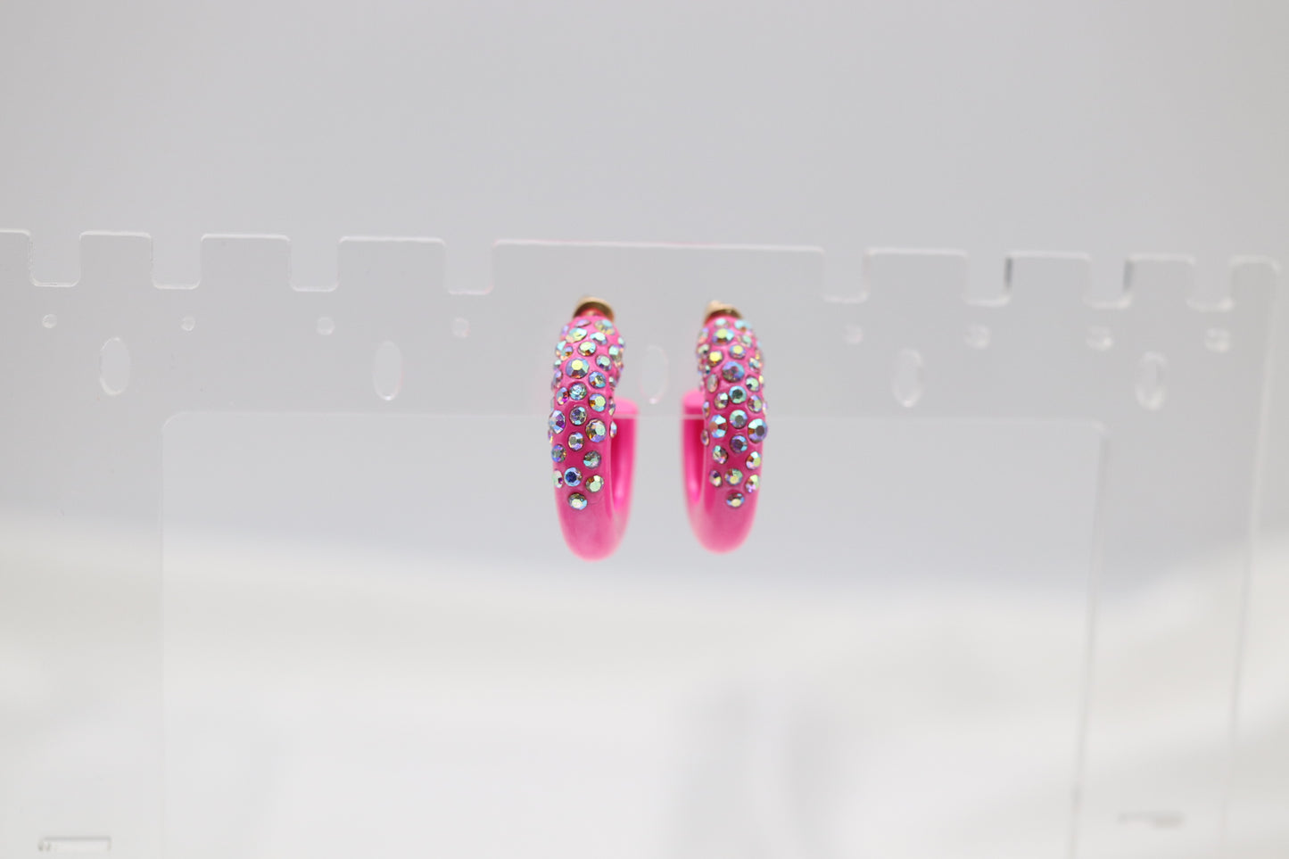 Hot Pink Round Shiny Color Coating Hoop Earring