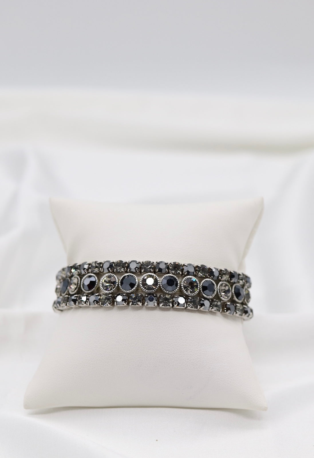 Midnight Sparkle Triple-Row Crystal Bracelet