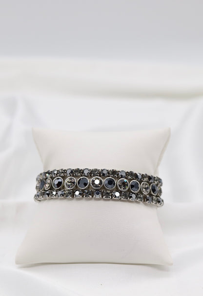 Midnight Sparkle Triple-Row Crystal Bracelet