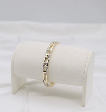 Gold Pavé Link Bangle Bracelet