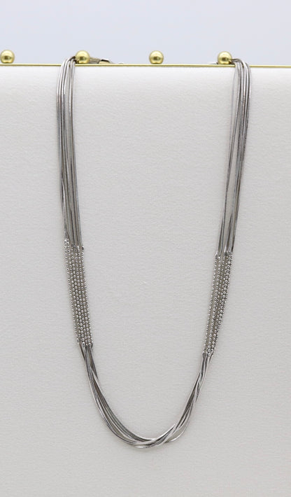 Silver-Tone Multi-Strand Snake Chain Statement Necklace