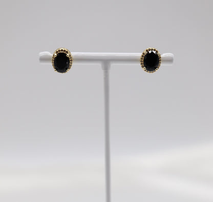 Black Cubic Zirconia Gold Post Style Earrings