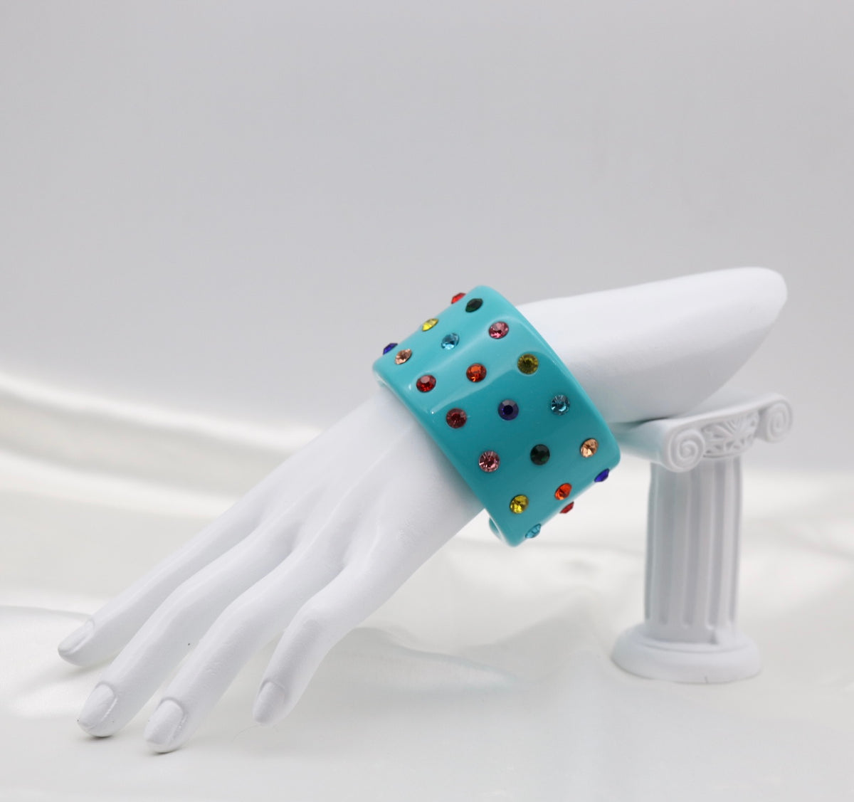 Turquoise Multicolor Crystal Acrylic Cuff Bracelet