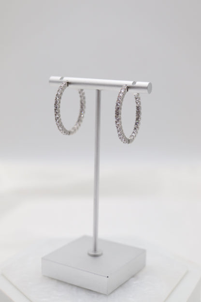 Silver CZ Hoop Earrings