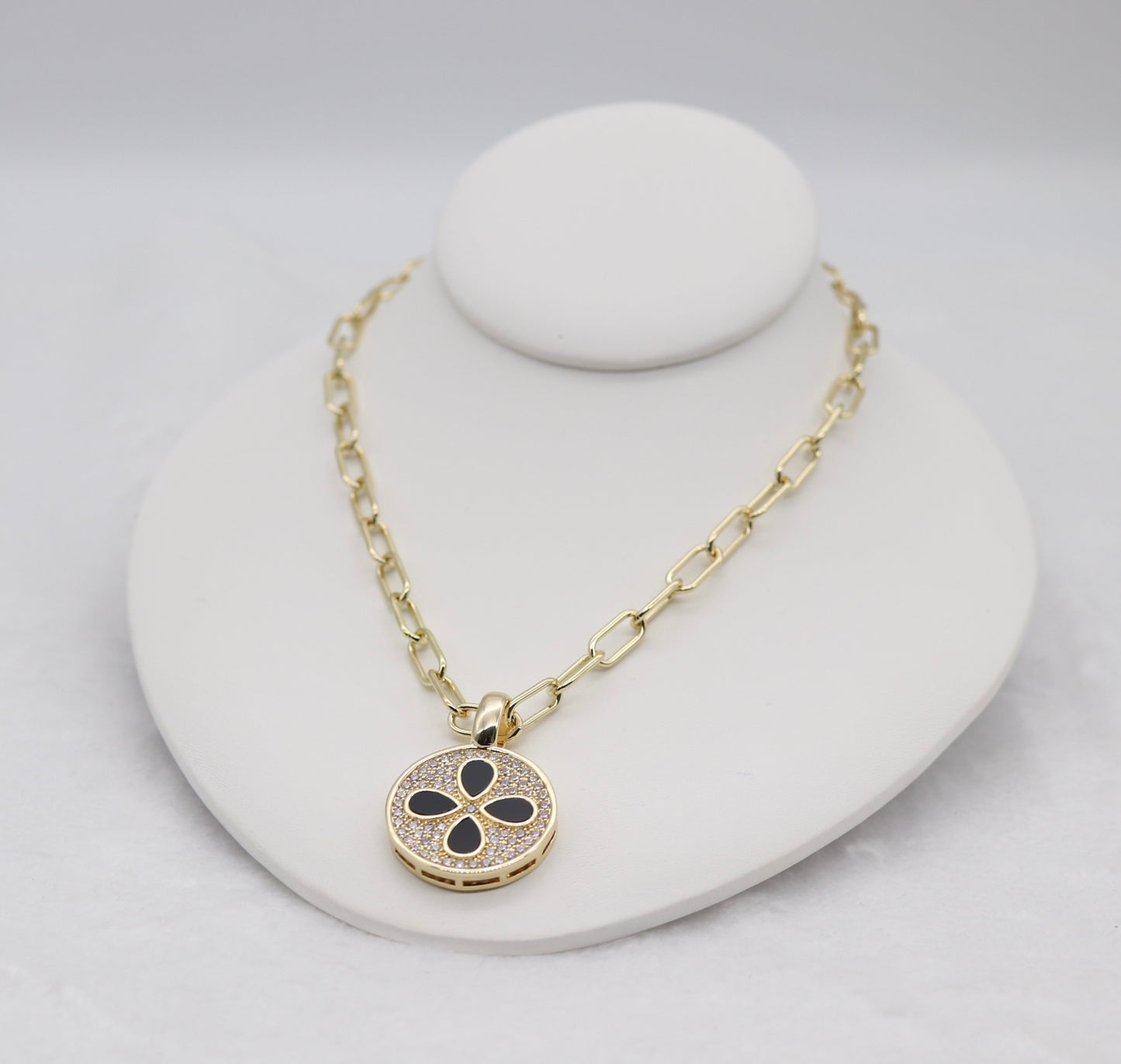 Gold Clover Medallion Pendant Necklace