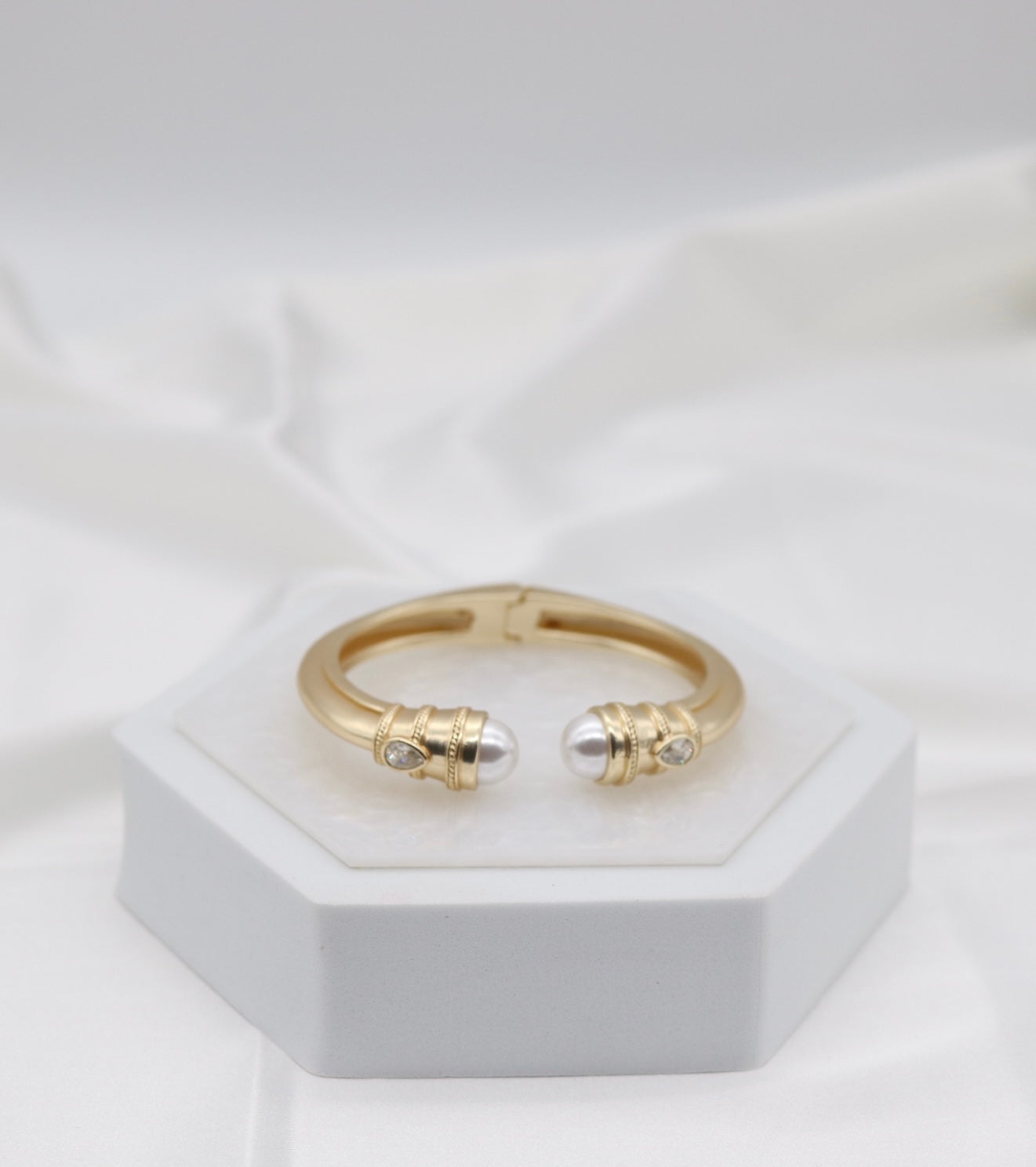 Classic Pearl and Gold Cuff Bracelet