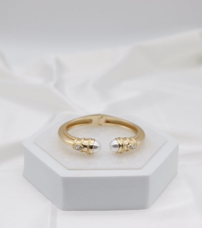 Classic Pearl and Gold Cuff Bracelet