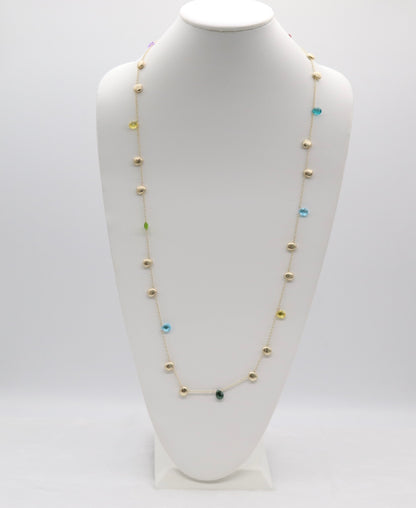 Gold Station Necklace with Multi-Color Accents