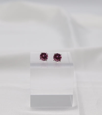 Blush Pink Crystal Stud Earrings – Classic Round Solitaire Studs