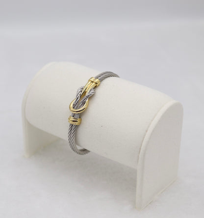 Two-Tone Cable Bracelet with Gold Knot Detail