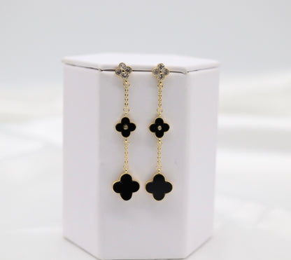 Dangling Petite Black Clover Earrings