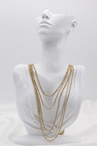 Gold Multi-Strand Layered Chain Necklace