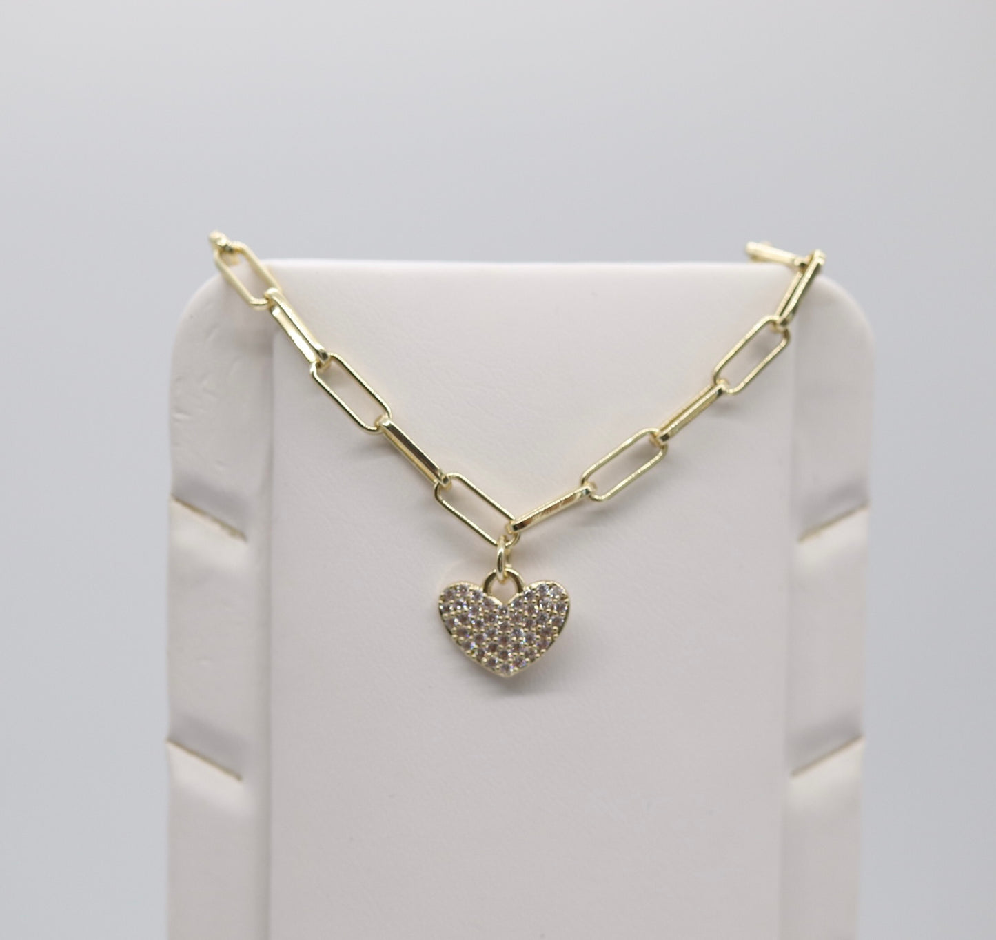 Dainty Gold Heart Paperclip Bracelet