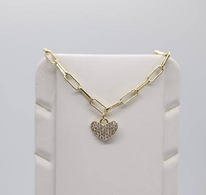 Dainty Gold Heart Paperclip Bracelet