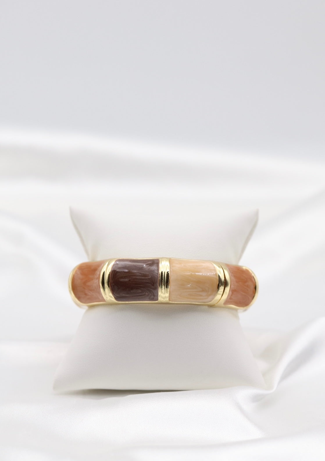 Gold Multi-Tone Enamel Hinged Bangle Bracelet