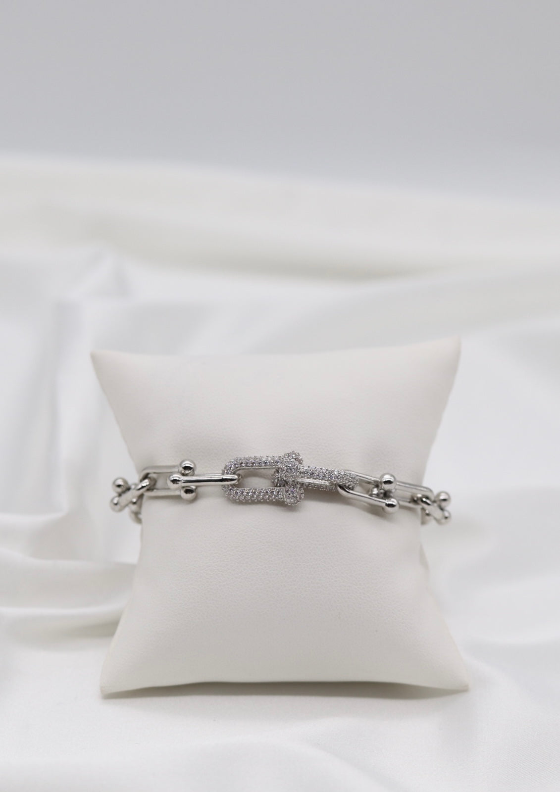 Silver Pavé Link Chain Bracelet