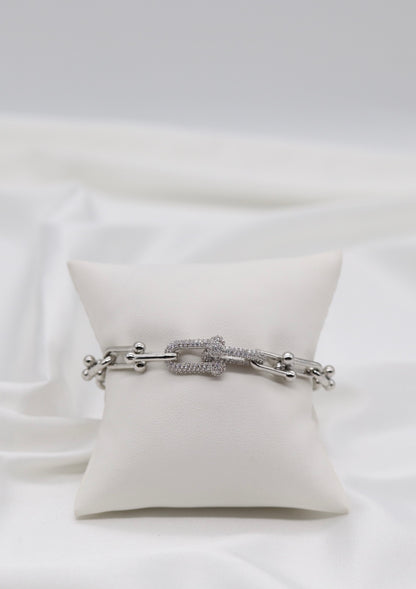 Silver Pavé Link Chain Bracelet