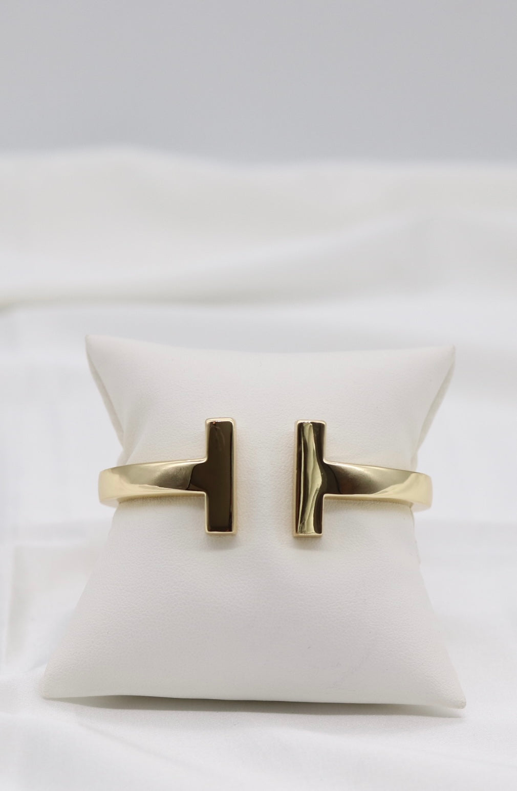Gold T-Bar Open Cuff Bracelet