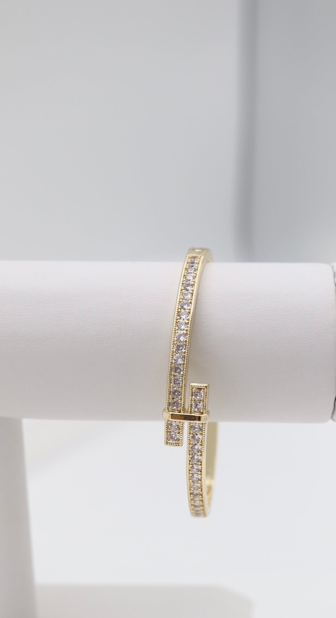 Gold CZ Hinge Bypass Bracelet