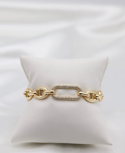 Gold Crystal Link Statement Bracelet