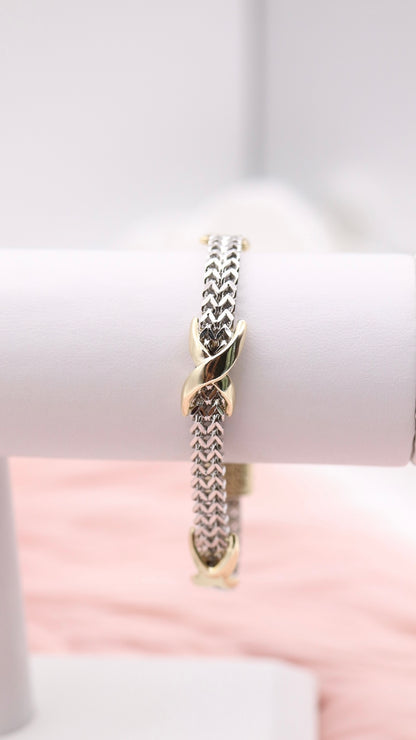 Silver Foxtail Bracelet With Gold X Stations