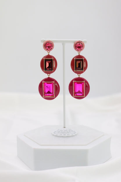 Mulberry 3 Drop Multi Color Stone Post Earring