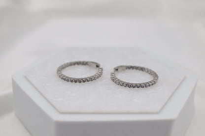 Silver CZ Hoop Earrings