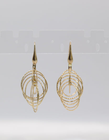 Italian Style Twisted Layered Gold Drop Earrings
