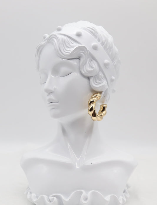 Twisted Gold Hoop Statement Earrings