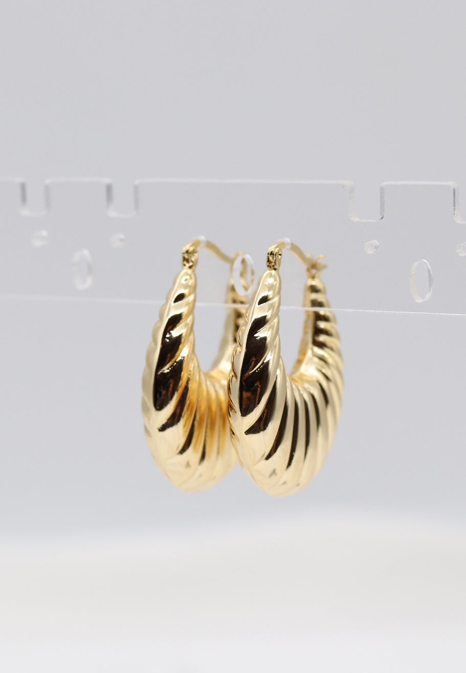 Golden Swirl Statement Hoop Earrings