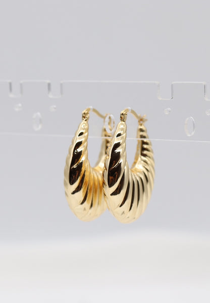 Golden Swirl Statement Hoop Earrings