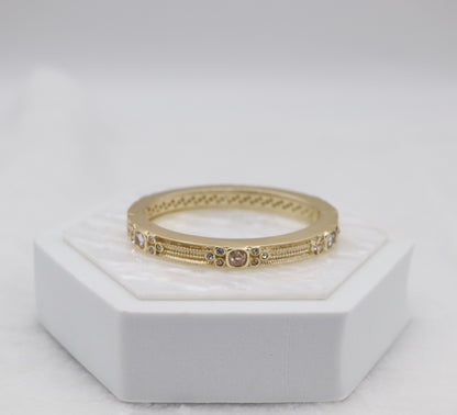 Vintage-Inspired Gold Bracelet with Champagne and Clear CZ Accents
