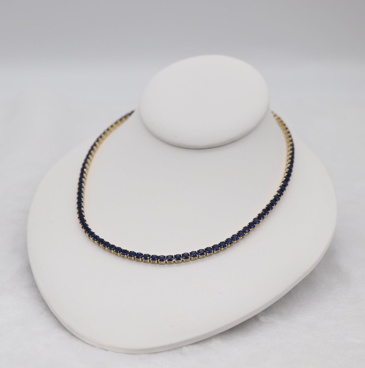 Emerald Green Tennis Necklace – Gold Tone Sparkle Chain
