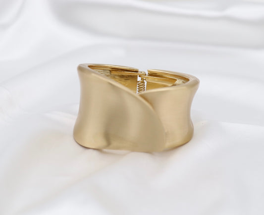 Chunky Matte Gold Cuff Hinged Bracelet