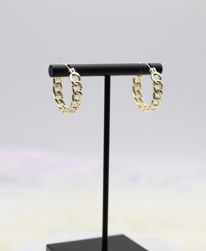 Gold Chain Link Huggie Earrings