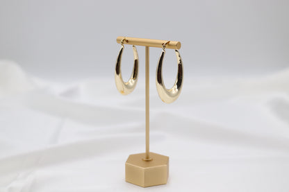 Thick Oval Hoop Gold Earrings