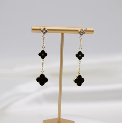 Dangling Petite Black Clover Earrings