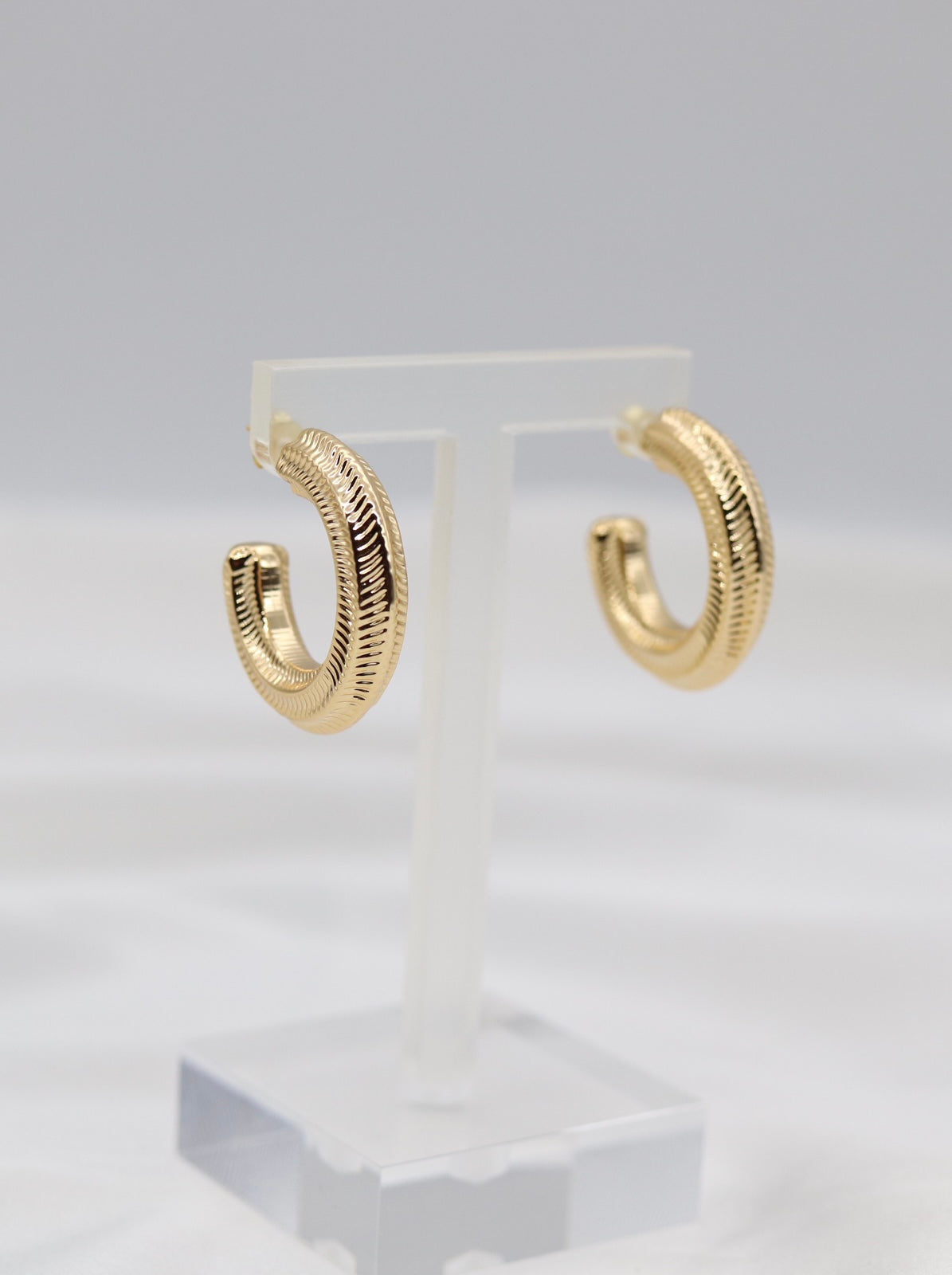Etched Horizon Gold Hoop Earrings