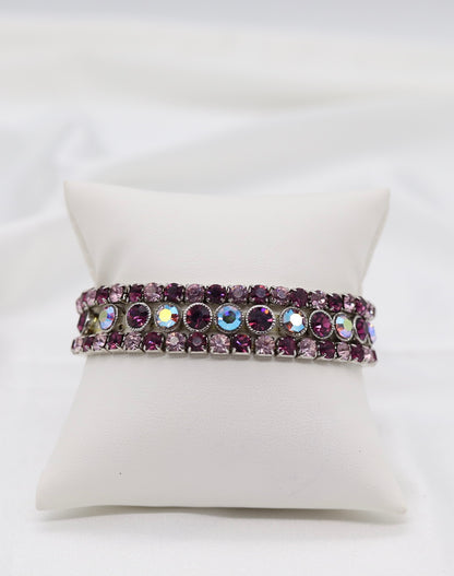 Purple Aurora Crystal Round-Cut Bracelet