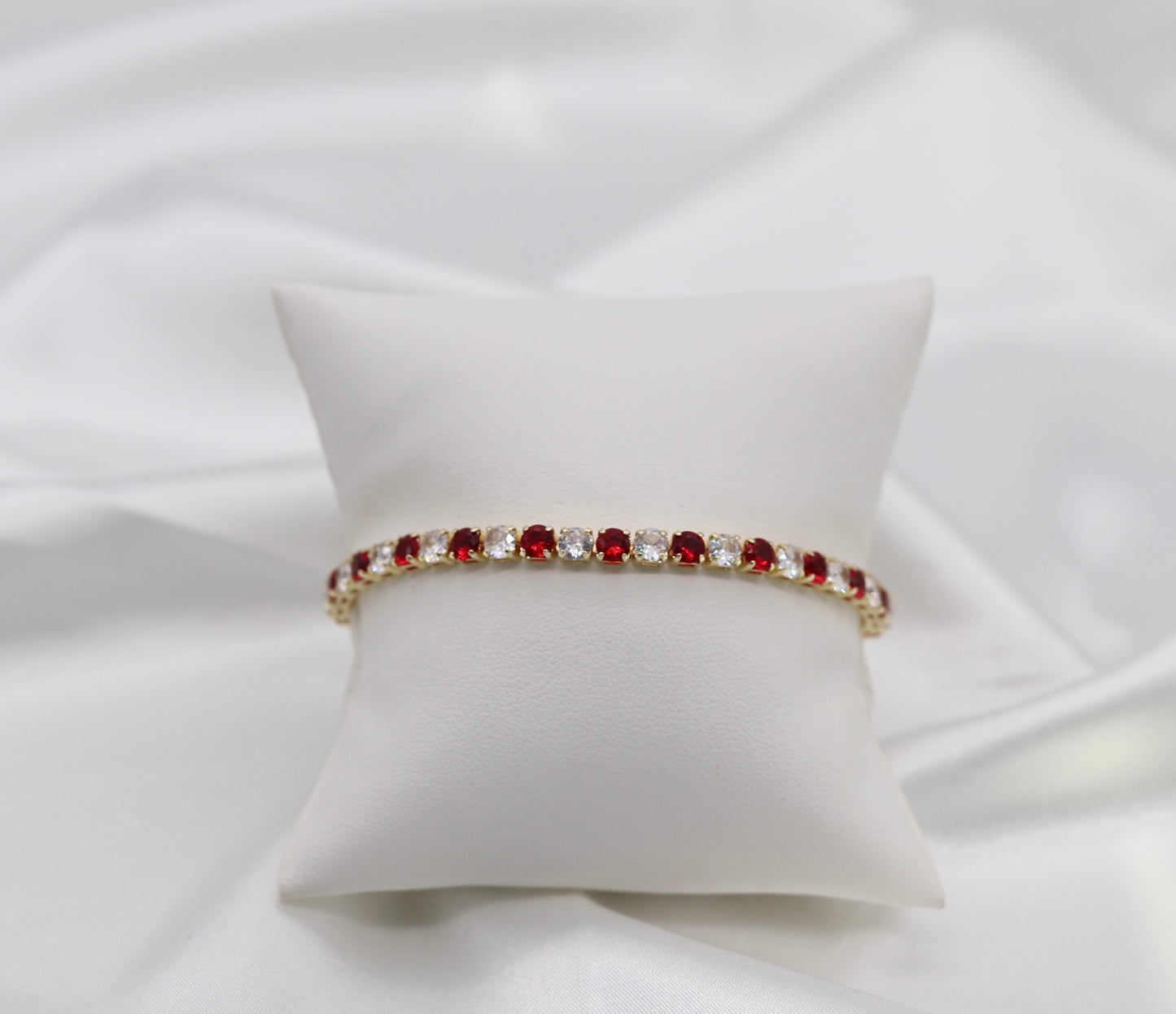 Mini Fashion Ruby Red and CZ Tennis Bracelet