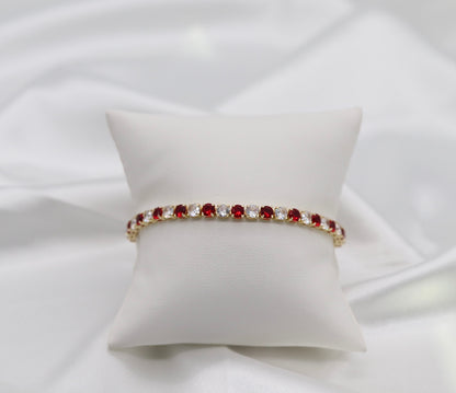 Mini Fashion Ruby Red and CZ Tennis Bracelet