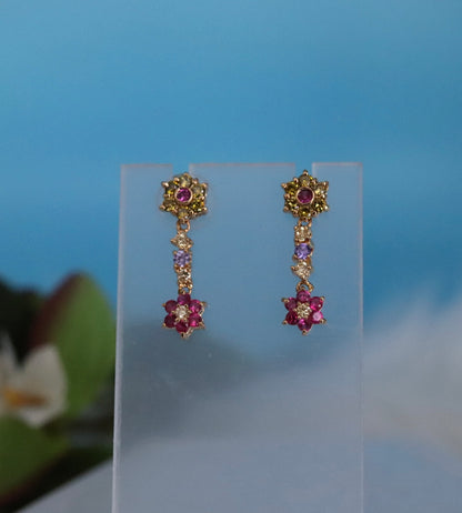 AA Grade CZ Multi-Stone Color Dangling Earrings