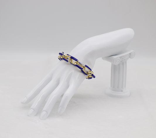 Bold Gold and Blue Link Statement Bracelet